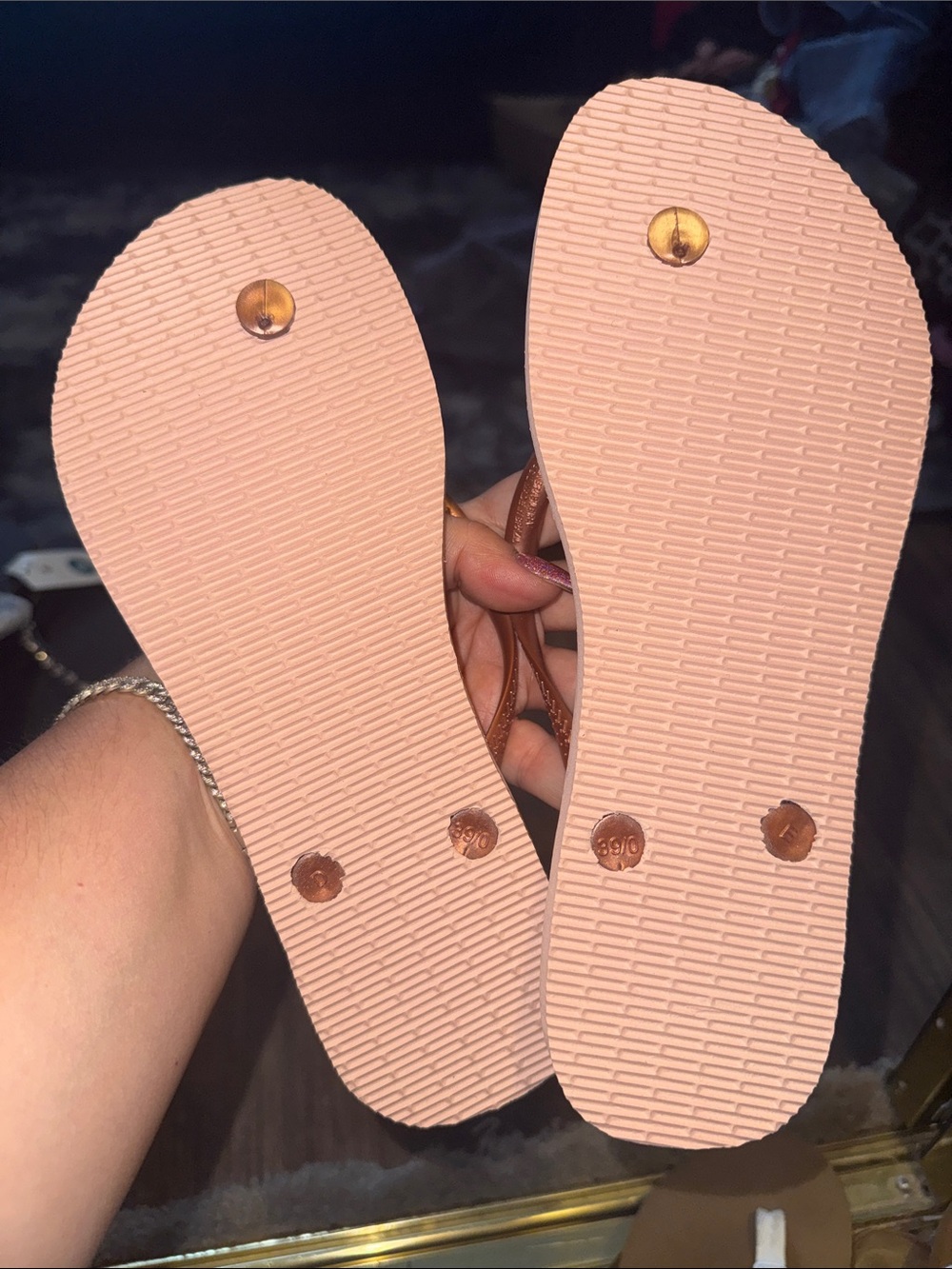 Havaianas Leopard Print Flip Flops with Bronze Straps - Picture 2 of 2